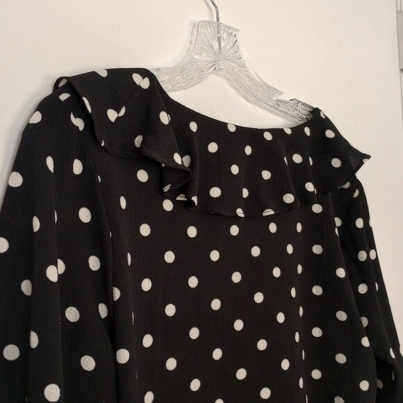 Misia Black & White Polka Dot Ruffle Blouse - Picture 5 of 6